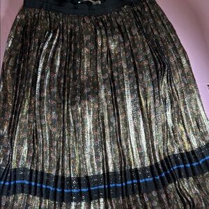 Coach Black and Gold A-Line Skirt with Blue Accents